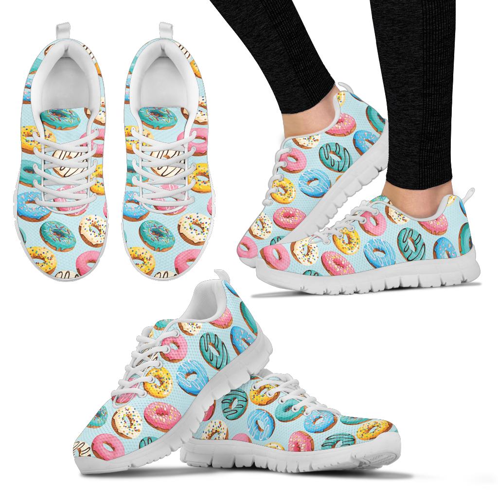 Donut Pattern Print Design DN05 Sneakers White Bottom Shoes
