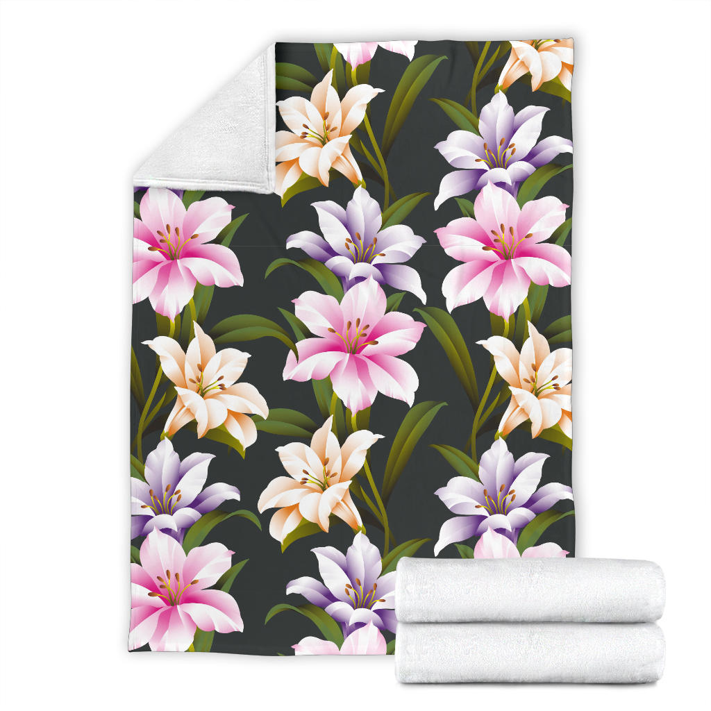 Lily Pattern Print Design LY01 Fleece Blanket