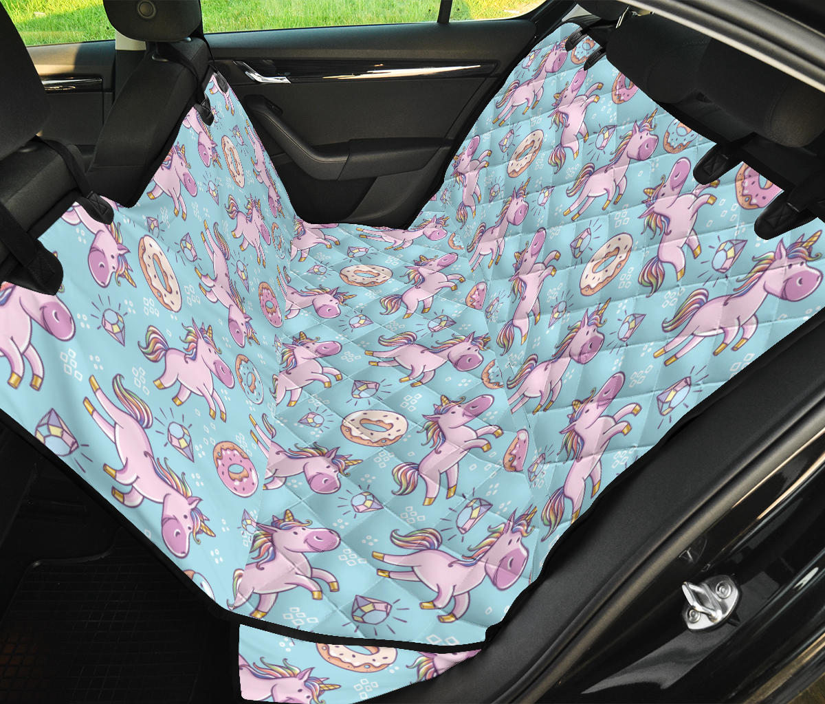 Donut Unicorn Pattern Print Design DN016 Rear Dog  Seat Cover
