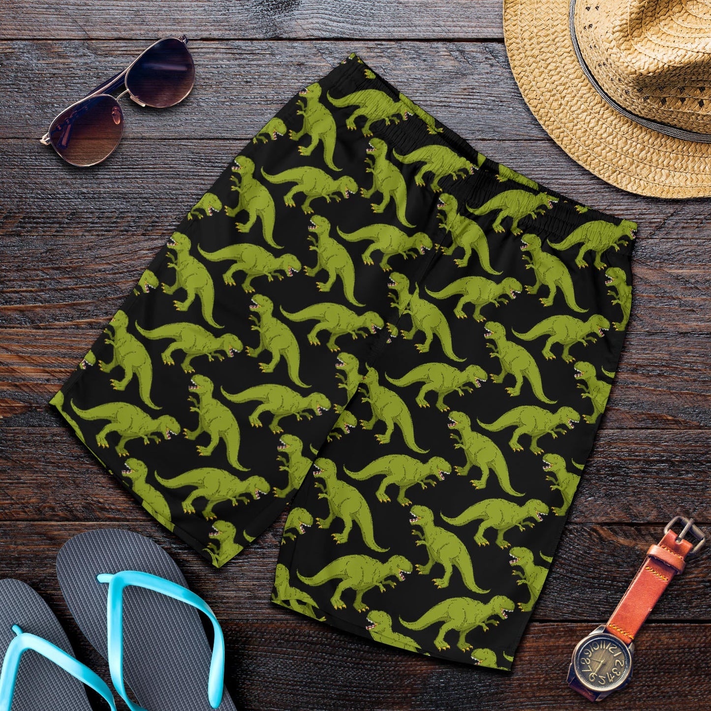 T Rex Pattern Print Design A02 Mens Shorts