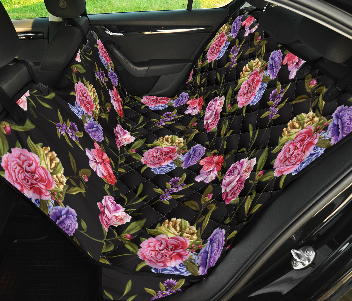 Carnations Pattern Print Design CN05 Rear Dog  Seat Cover