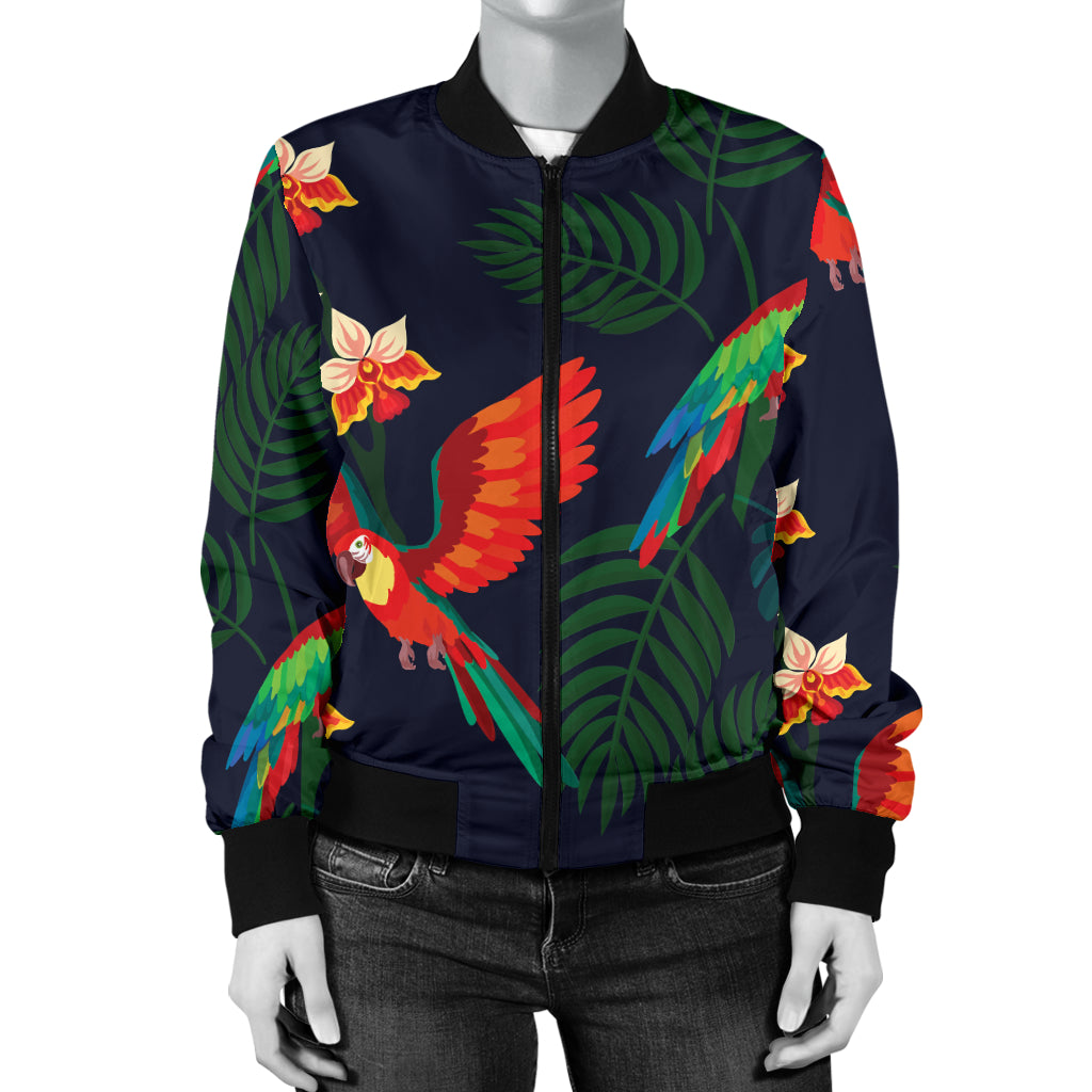 Macaw Pattern Print Design 02 Women's Bomber Jacket
