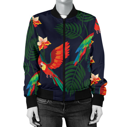 Macaw Pattern Print Design 02 Women's Bomber Jacket