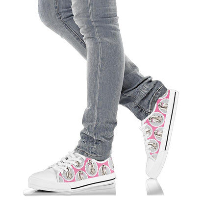 Rabbit Pattern Print Design RB019 White Bottom Low Top Shoes