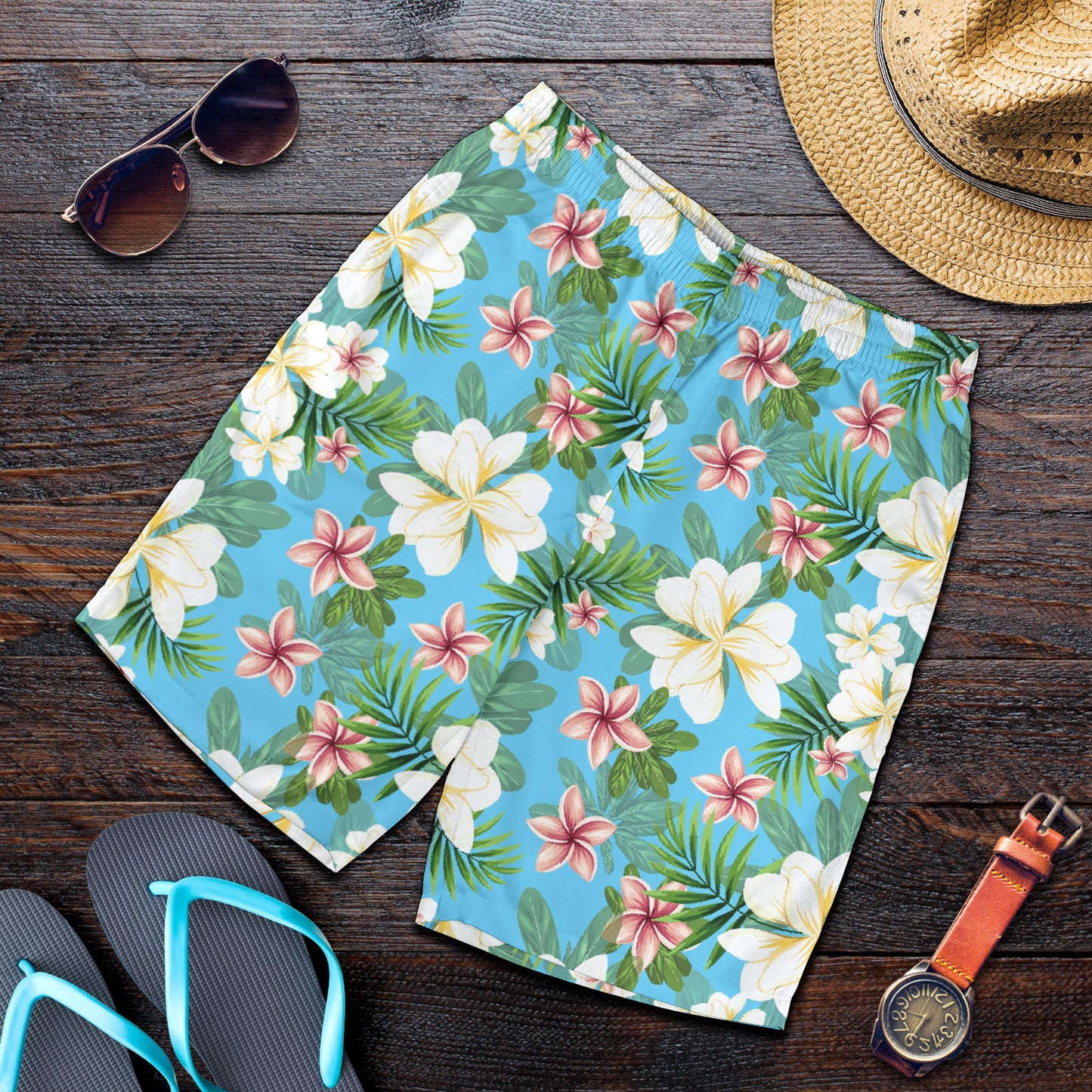 Plumeria Pattern Print Design PM028 Mens Shorts