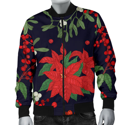 Poinsettia Pattern Print Design POT02 Men Bomber Jacket