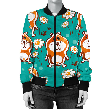 Hamster Pattern Print Design 01 Women's Bomber Jacket
