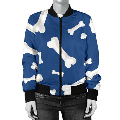 Dog Bone Pattern Print Design 03 Women's Bomber Jacket