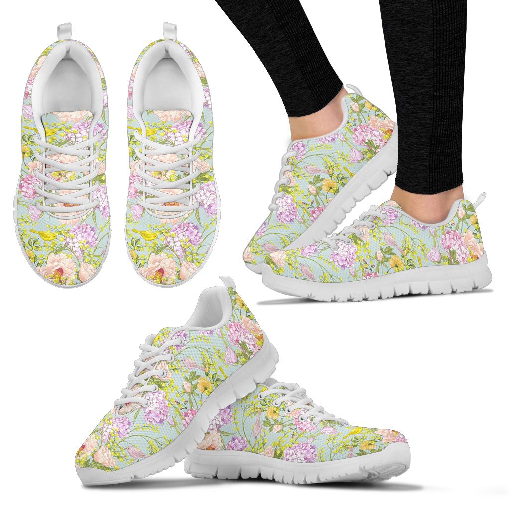 Hydrangea Pattern Print Design HD02 Sneakers White Bottom Shoes