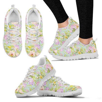 Hydrangea Pattern Print Design HD02 Sneakers White Bottom Shoes