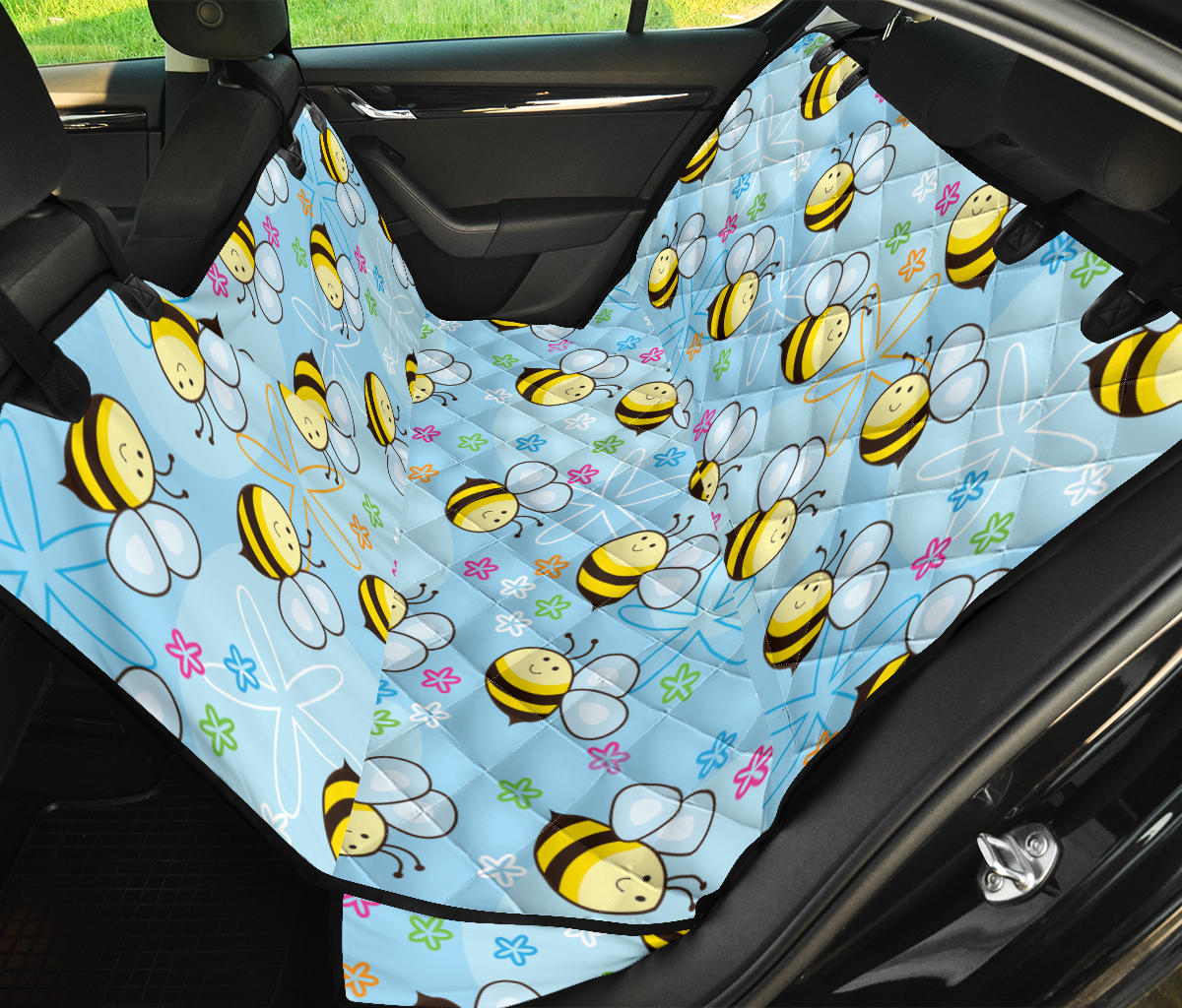 Bee Pattern Print Design BEE03 Rear Dog  Seat Cover