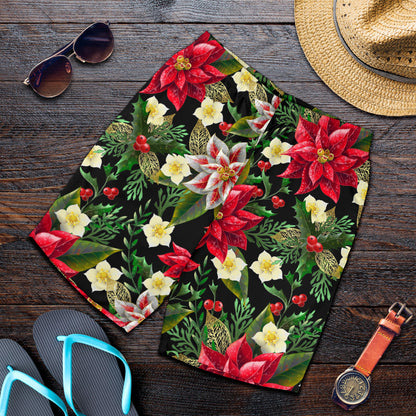 Poinsettia Pattern Print Design POT05 Mens Shorts