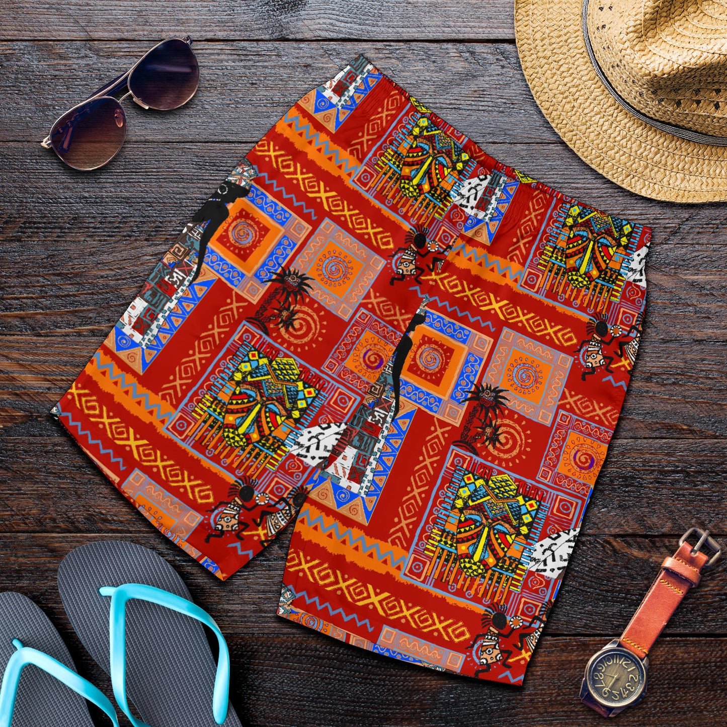 African Print Pattern Mens Shorts