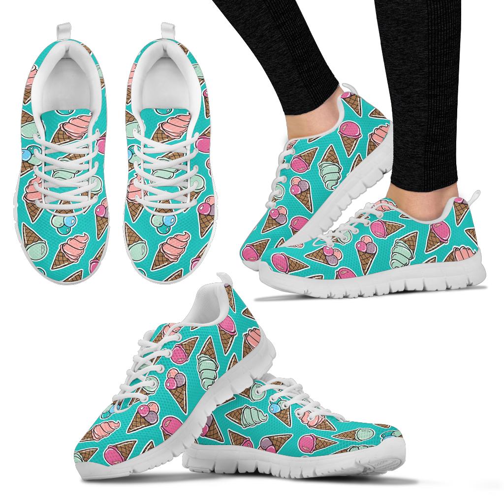 Ice Cream Pattern Print Design IC01 Sneakers White Bottom Shoes