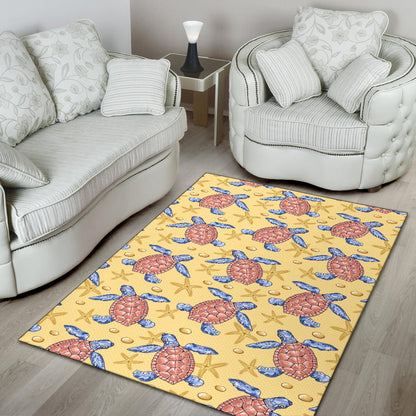 Sea Turtle Pattern Print Design T06 Area Rugs