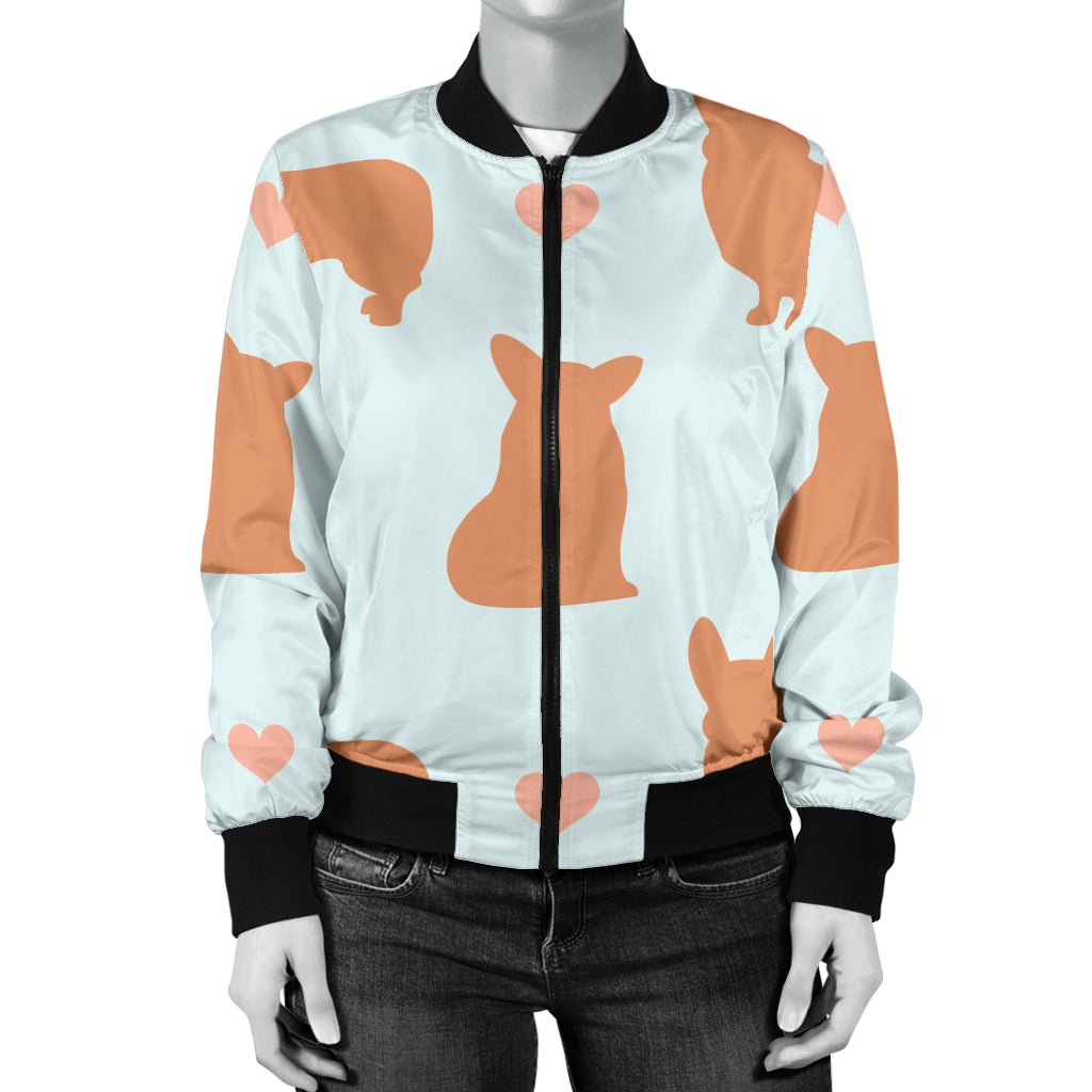 Pembroke Welsh Corgis Pattern Print Design A01 Women's Bomber Jacket