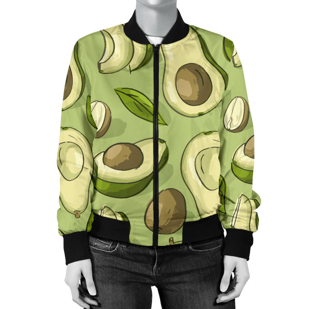Avocado Pattern Print Design AC03 Women Bomber Jacket