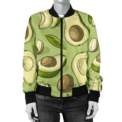Avocado Pattern Print Design AC03 Women Bomber Jacket