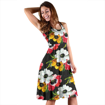 Anemone Pattern Print Design AM07 Midi Dress