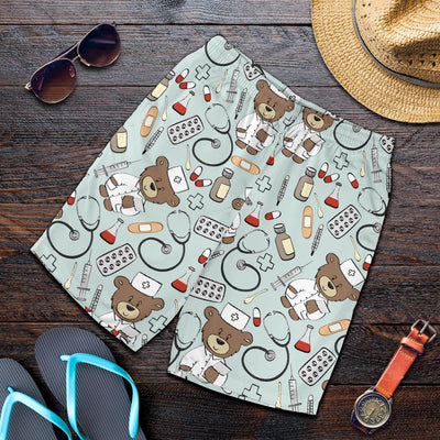 Nurse Bear Pattern Print Design A01 Mens Shorts