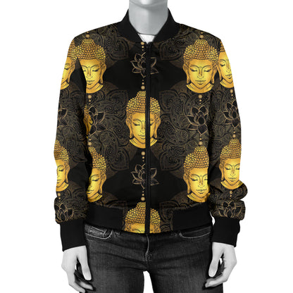 Buddha Pattern Print Design 04 Women's Bomber Jacket