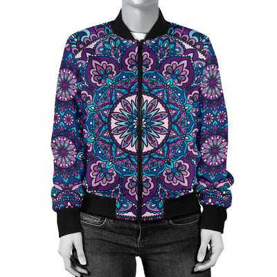 Medallion Pattern Print Design 05 Women's Bomber Jacket