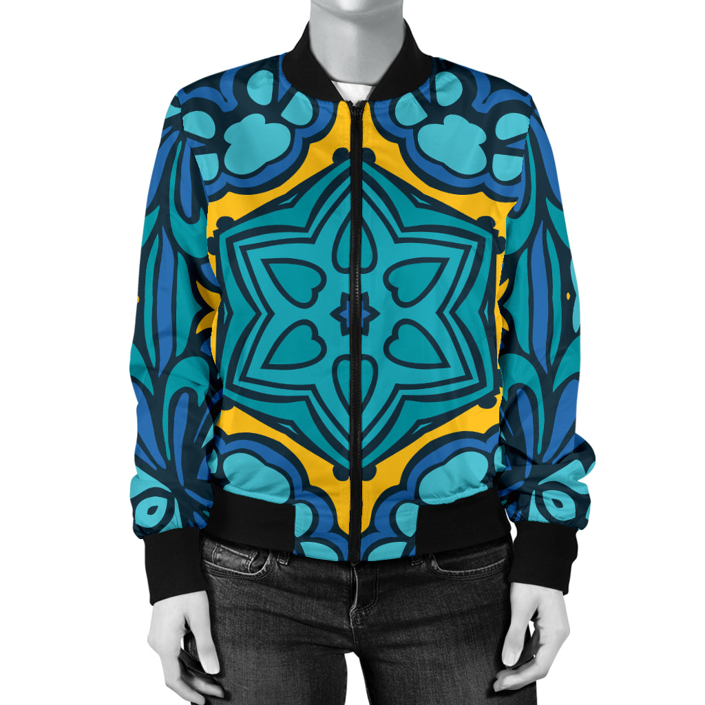 Kaleidoscope Pattern Print Design 04 Women's Bomber Jacket