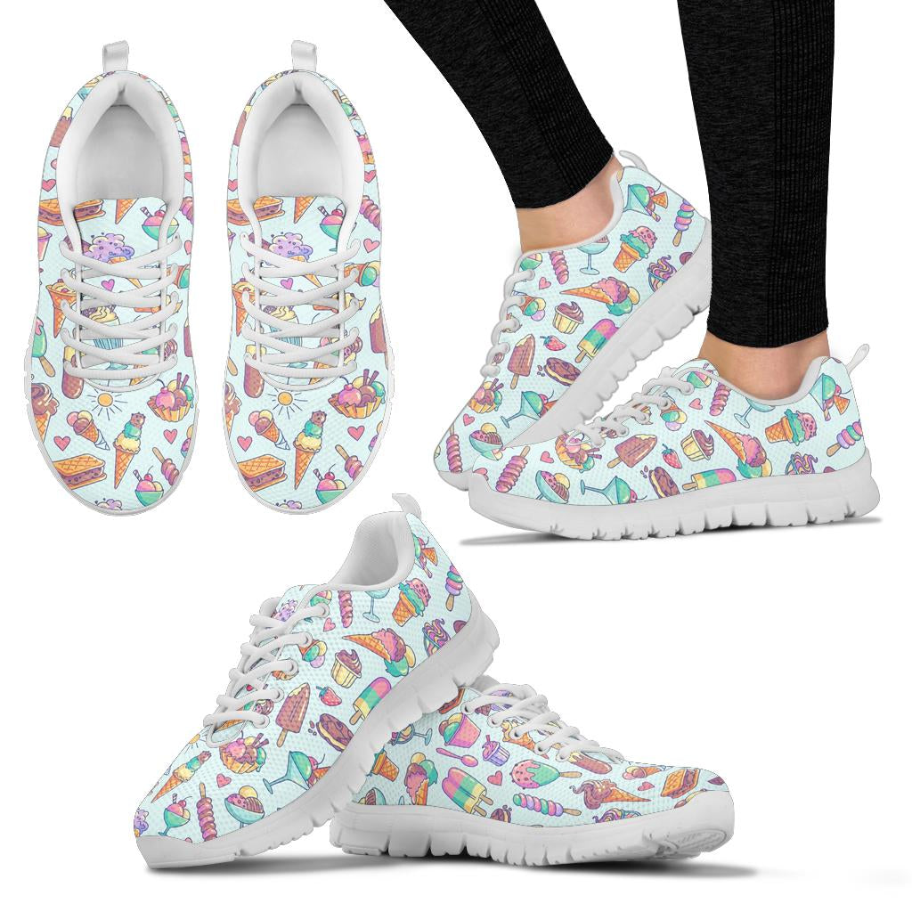Ice Cream Pattern Print Design IC02 Sneakers White Bottom Shoes