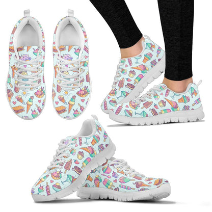 Ice Cream Pattern Print Design IC02 Sneakers White Bottom Shoes