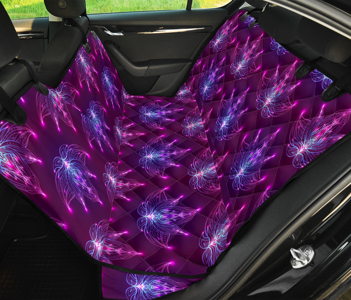 Lotus Pattern Print Design LO01 Rear Dog  Seat Cover