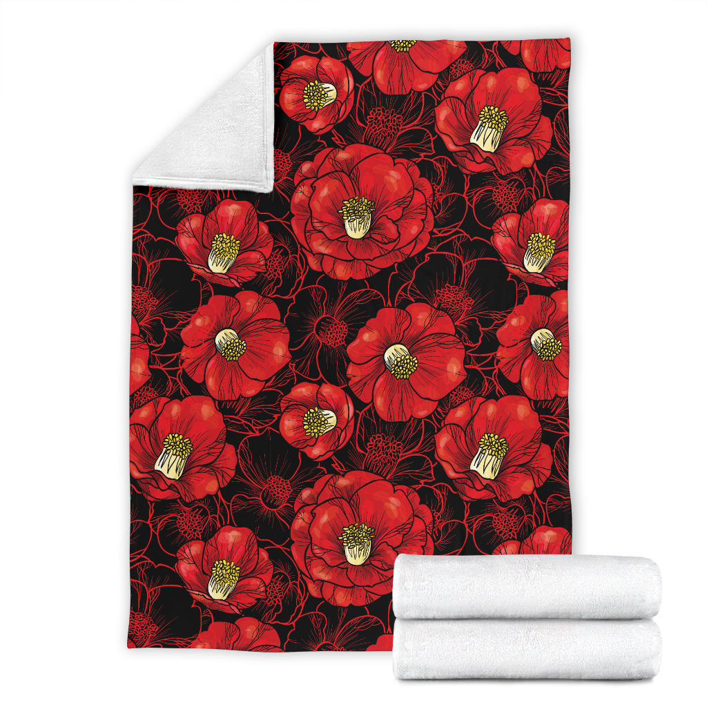 Camellia Pattern Print Design CM06 Fleece Blanket