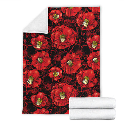 Camellia Pattern Print Design CM06 Fleece Blanket