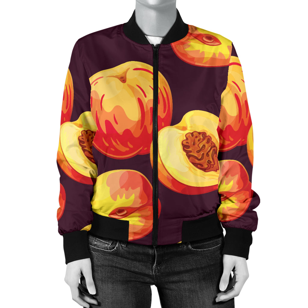 Peach Pattern Print Design A04 Women's Bomber Jacket