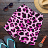 Pink Leopard Print Mens Shorts