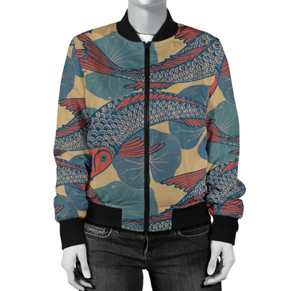 Pisces Pattern Print Design A01 Women's Bomber Jacket