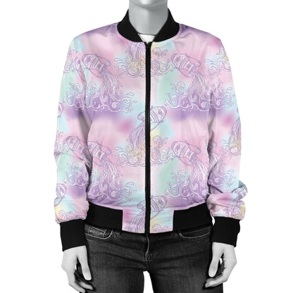 Aquarius Zodiac Pattern Print Design 01 Women's Bomber Jacket