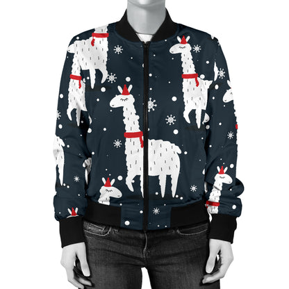 Alpaca Pattern Print Design 04 Women's Bomber Jacket