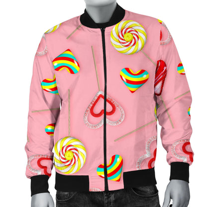 Lollipop Pattern Print Design LL05 Men Bomber Jacket