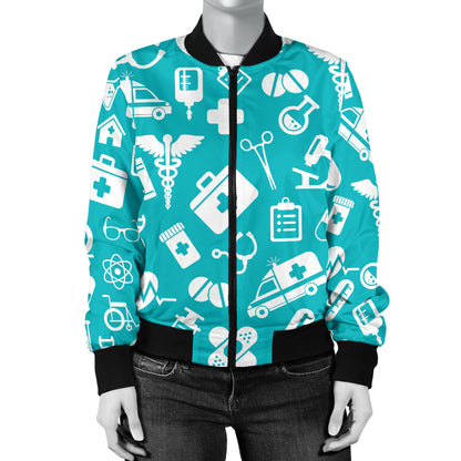 Medical Pattern Print Design 04 Women's Bomber Jacket