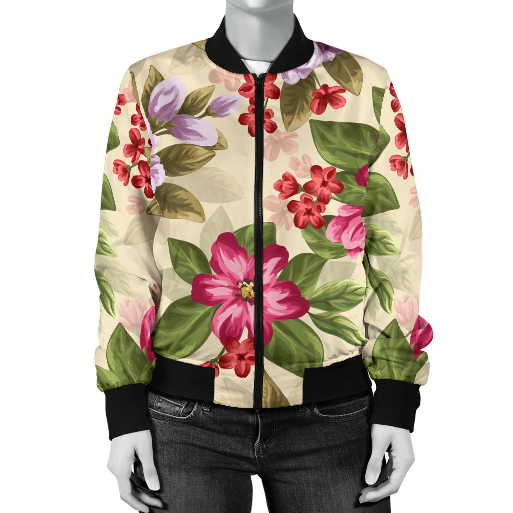 Summer Floral Pattern Print Design SF08 Women Bomber Jacket