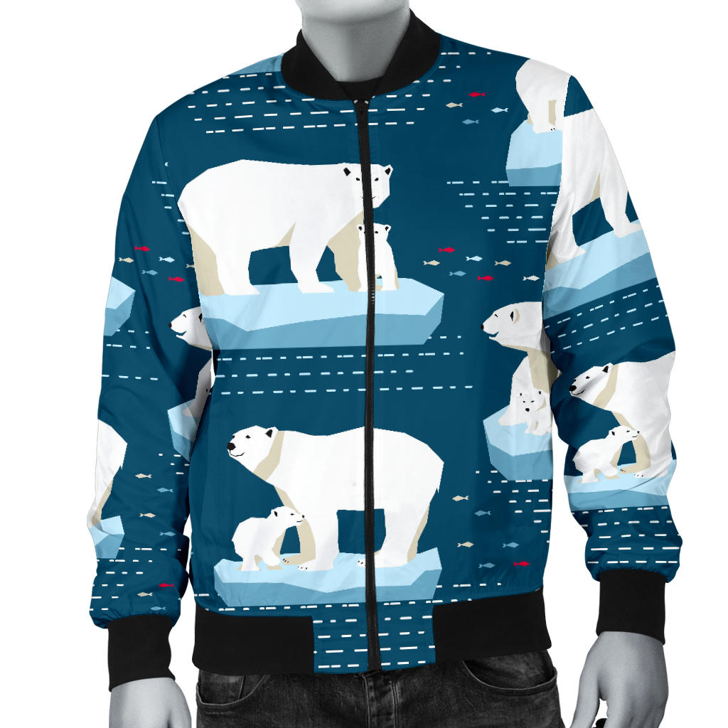 Polar Bear Pattern Print Design PB02 Men Bomber Jacket