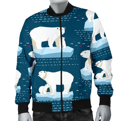 Polar Bear Pattern Print Design PB02 Men Bomber Jacket