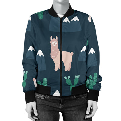 Llama Pattern Print Design 06 Women's Bomber Jacket