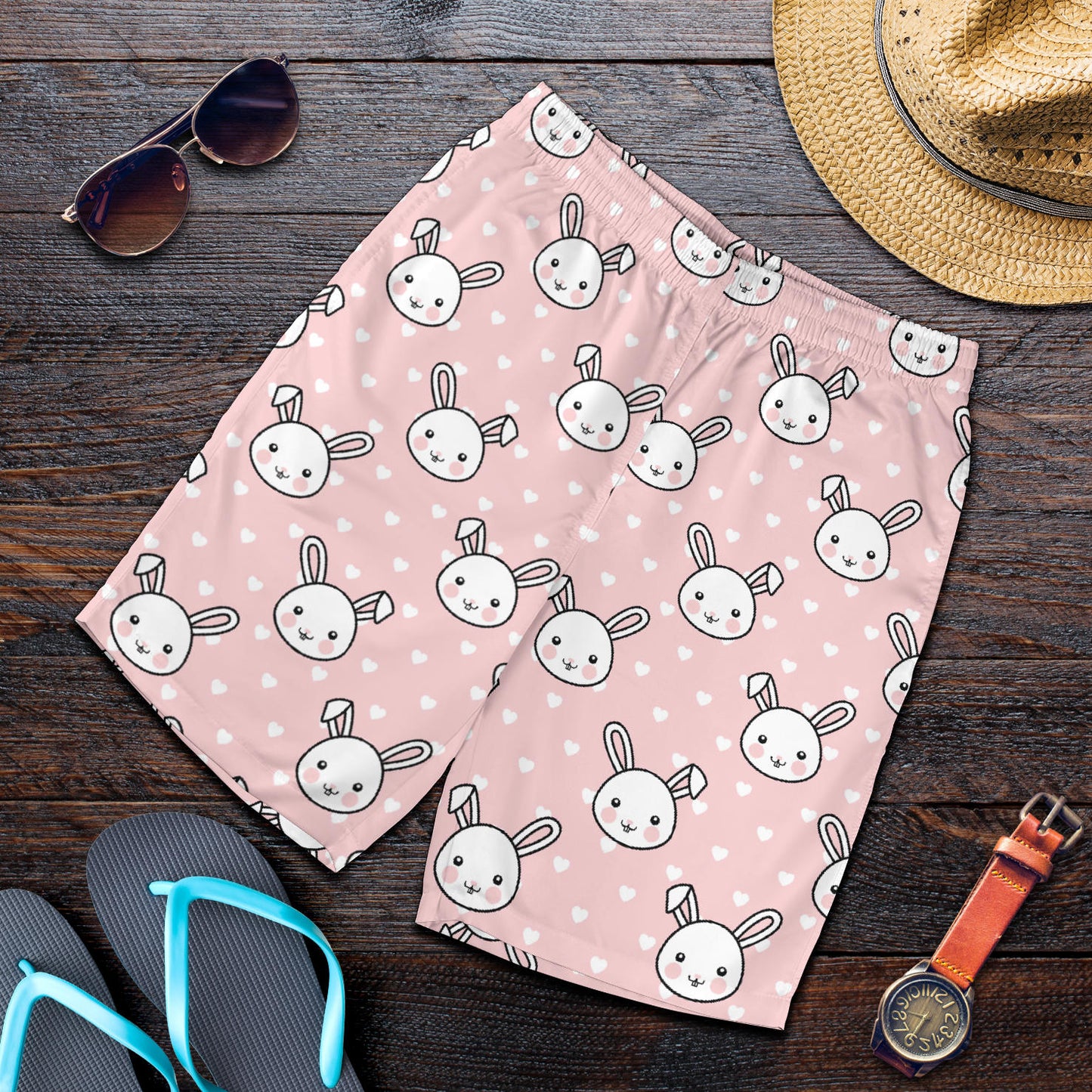 Rabbit Pattern Print Design RB02 Mens Shorts