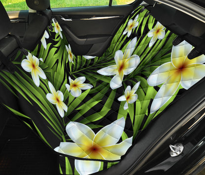 White Plumeria Pattern Print Design PM06 Rear Dog  Seat Cover