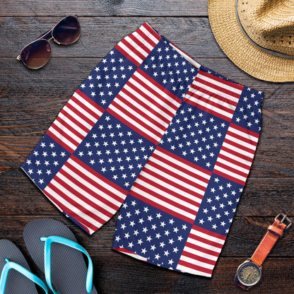 Patriotic US Flag Pattern Print Design A03 Mens Shorts