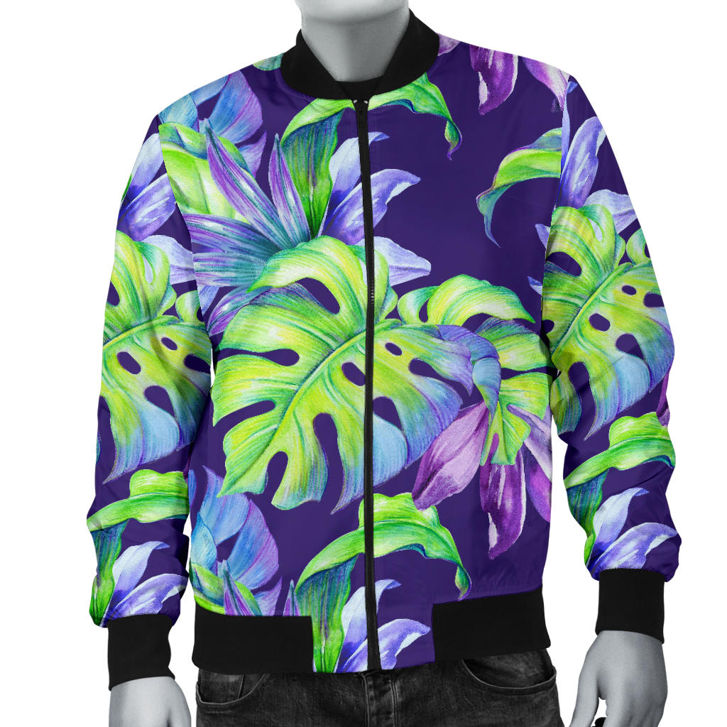 Tropical Flower Pattern Print Design TF019 Men Bomber Jacket