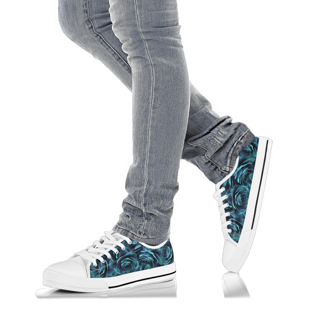 Camellia Pattern Print Design CM04 White Bottom Low Top Shoes