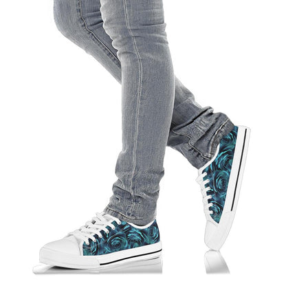 Camellia Pattern Print Design CM04 White Bottom Low Top Shoes