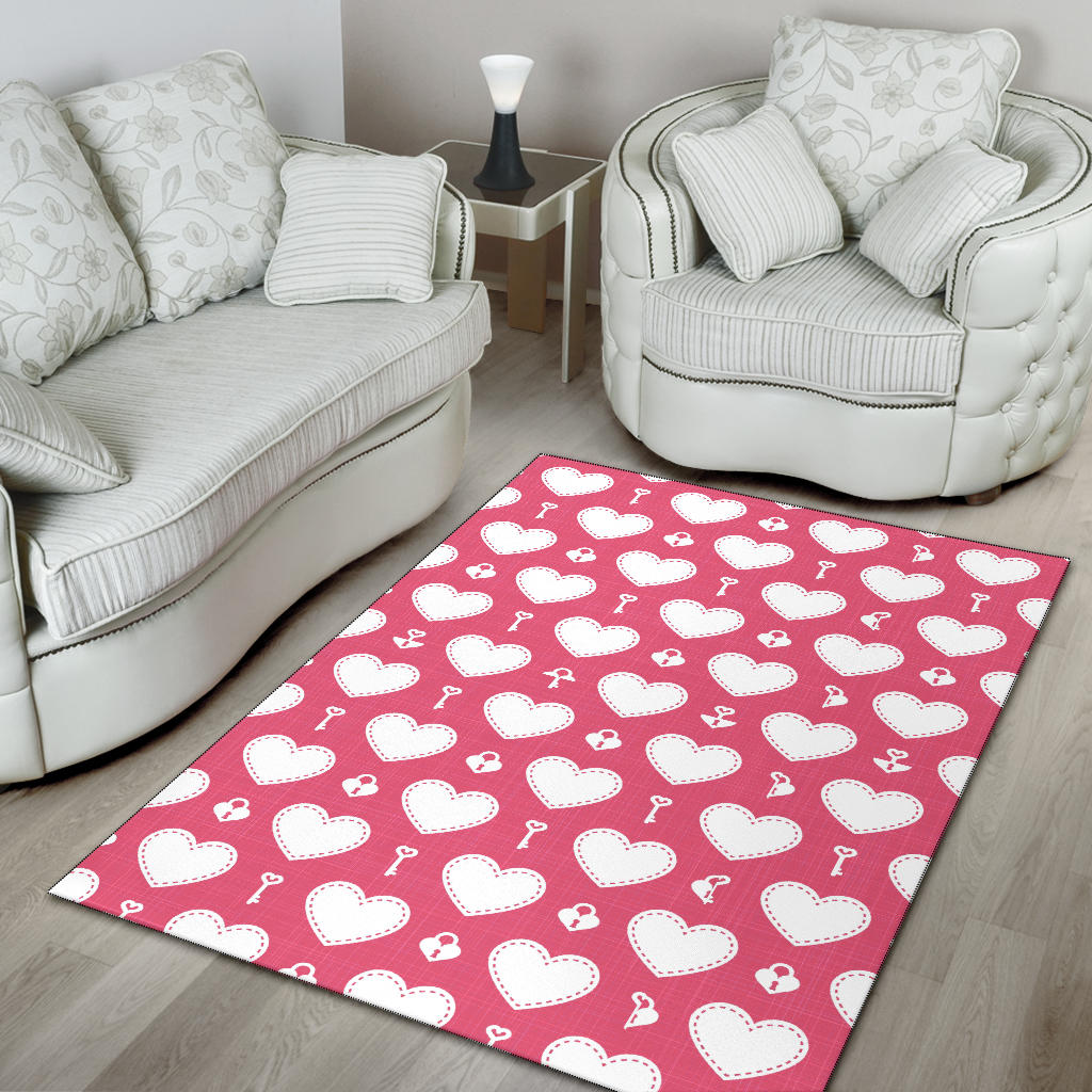 Heart Key Pattern Print Design HE09 Area Rugs